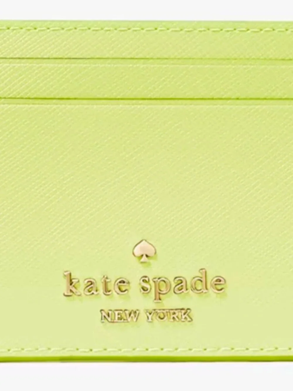 S Kate Spade Madison Small Slim Card Holder Lime Yellow KI368 Wallet NWT $89